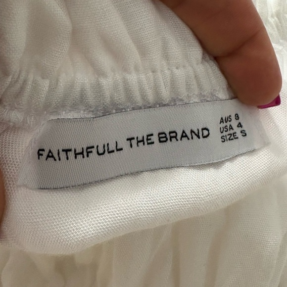 Faithful The Brand Camille Elegant White Linen Ruffle Strap Tank Top. Cropped - Picture 15 of 16